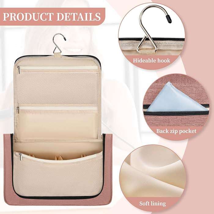 WELIDAY Airwrap Travel Case Compatible with Dyson/Shark FlexStyle, Travel Portable Storage Bag with Hanging Hook and Multi-pockets for Hair Curler and Accessories (Front Open Design, Pink) - Image 3