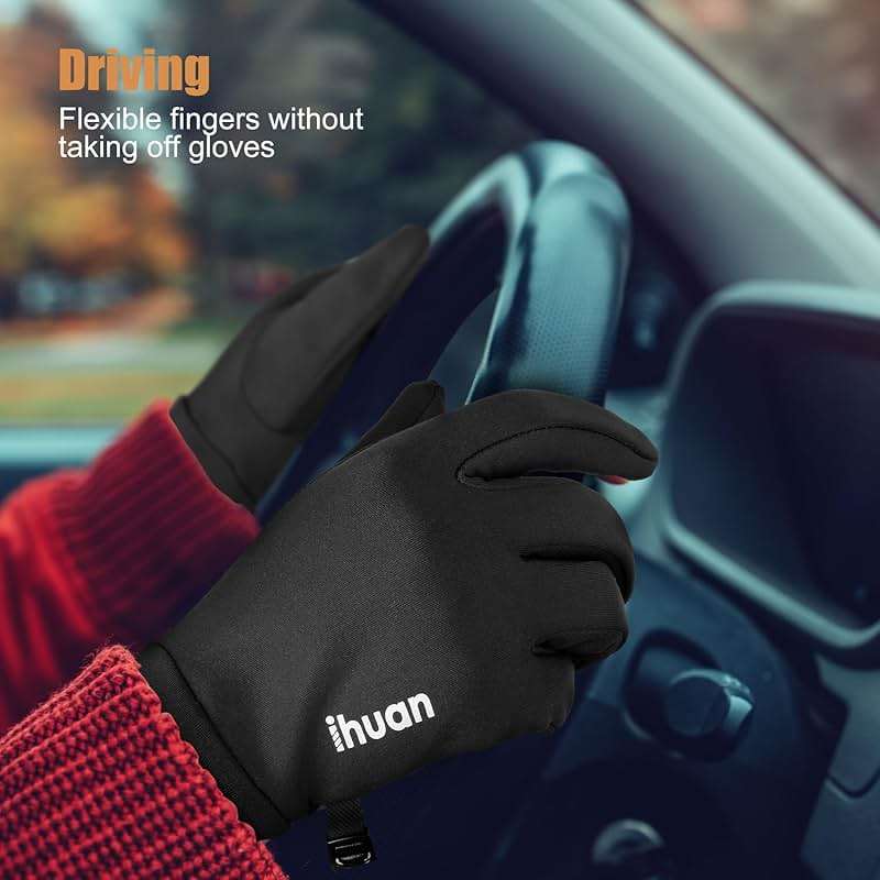 ihuan Winter Warm Running Gloves Women Men, Super Sensitive Touch Screen Fingers for Cold Weather, Thin Lightweight Liner Gloves for Ski, Snow, Hiking, Driving, Camping, Cycling Gift for Women Men - Image 4