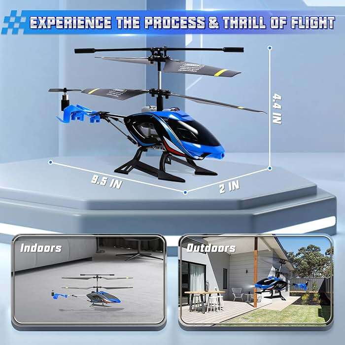 A ALPHA RC Helicopter, 2.4G Remote Control Helicopter with LED Lights, Vigilante, Indoor Outdoor Remote Control Helicóptero Toy for 8 9 10 11 12+ Year Old Boys Gifts, Blue - Image 2