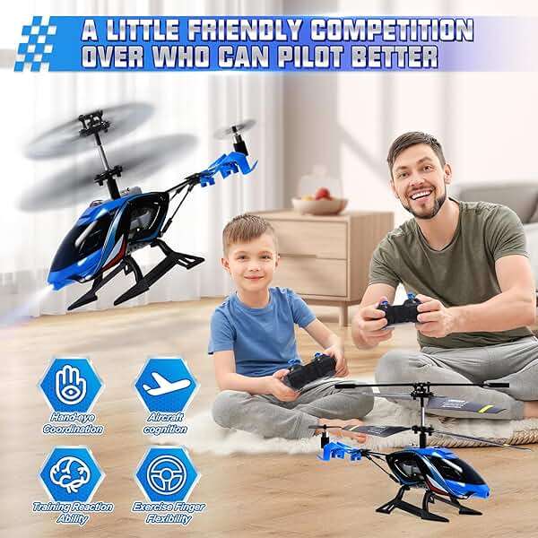 A ALPHA RC Helicopter, 2.4G Remote Control Helicopter with LED Lights, Vigilante, Indoor Outdoor Remote Control Helicóptero Toy for 8 9 10 11 12+ Year Old Boys Gifts, Blue - Image 4