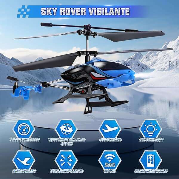 A ALPHA RC Helicopter, 2.4G Remote Control Helicopter with LED Lights, Vigilante, Indoor Outdoor Remote Control Helicóptero Toy for 8 9 10 11 12+ Year Old Boys Gifts, Blue - Image 5