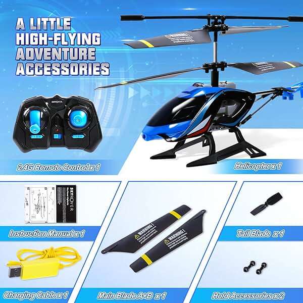 A ALPHA RC Helicopter, 2.4G Remote Control Helicopter with LED Lights, Vigilante, Indoor Outdoor Remote Control Helicóptero Toy for 8 9 10 11 12+ Year Old Boys Gifts, Blue - Image 6