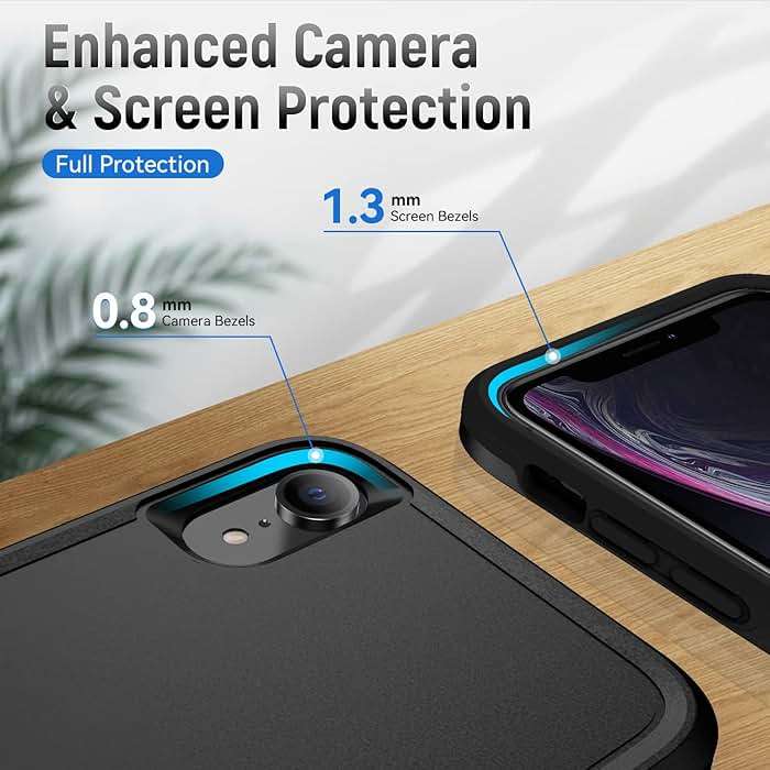 Warsia for iPhone XR Phone case, with HD Screen Protector [Military Grade Drop Tested] Heavy-Duty Tough Rugged Shockproof Protective Case for iPhone XR, Black - Image 4