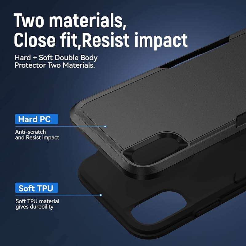 Warsia for iPhone XR Phone case, with HD Screen Protector [Military Grade Drop Tested] Heavy-Duty Tough Rugged Shockproof Protective Case for iPhone XR, Black - Image 5