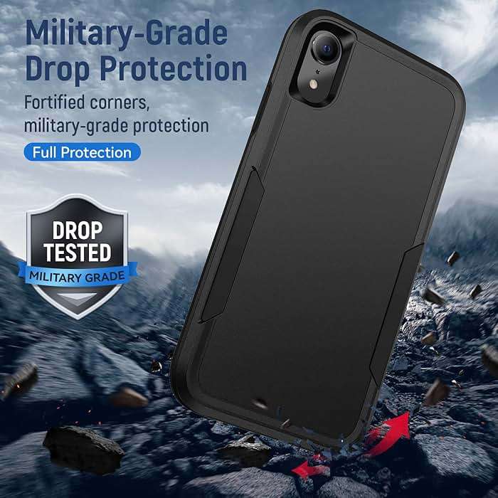Warsia for iPhone XR Phone case, with HD Screen Protector [Military Grade Drop Tested] Heavy-Duty Tough Rugged Shockproof Protective Case for iPhone XR, Black - Image 6