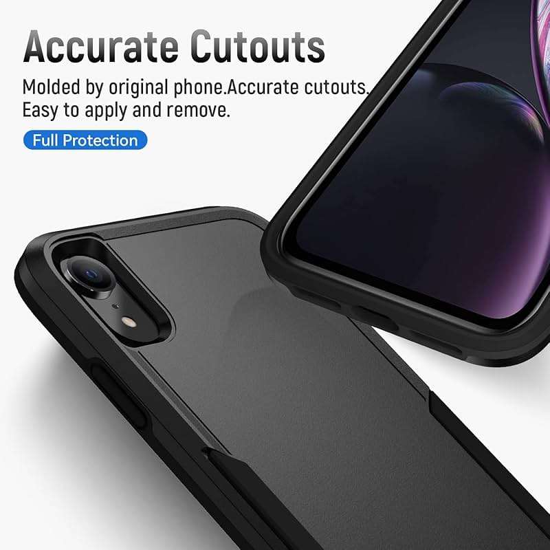 Warsia for iPhone XR Phone case, with HD Screen Protector [Military Grade Drop Tested] Heavy-Duty Tough Rugged Shockproof Protective Case for iPhone XR, Black - Image 7