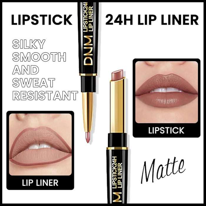 evpct 1Pcs Nude Brown Velvet Matte Lip Liner and Lipstick Combo Set Kit for Women, Magic 24 Hours Lipstick and Lip Liner Makeup Set Stain Long Lasting Waterproof labial, 48# - Image 3