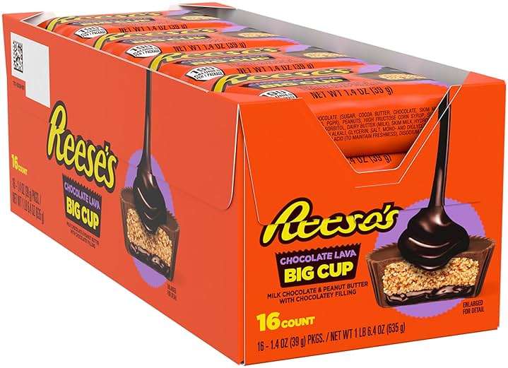 REESE'S Big Cup Chocolate Lava Milk Chocolate Peanut Butter Cups, Candy Packs, 1.4 oz (16 Count) - Image 3
