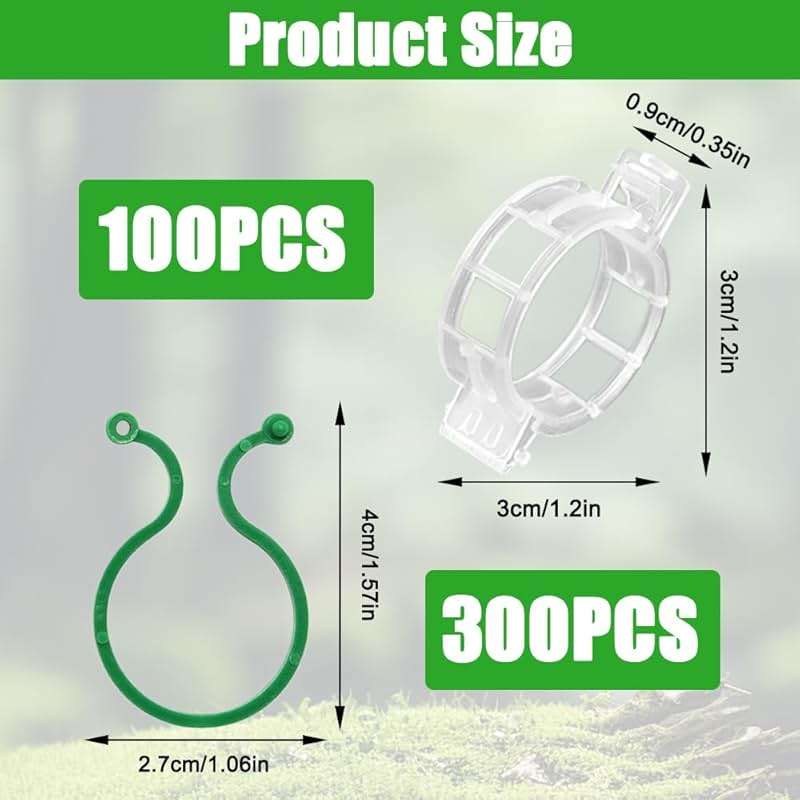 QHYCWIN 200 Pcs Plant Support Clips, 2 Types in 1 Pack, Plastic Garden Clips for Tomato, Grape, Cucumber, Vine Plants, Reusable Plant Clips for Climbing Plants (Green White) - Image 8