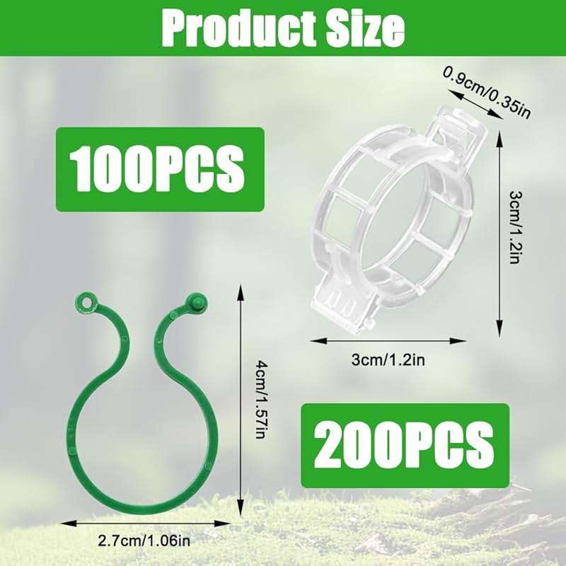 QHYCWIN 200 Pcs Plant Support Clips, 2 Types in 1 Pack, Plastic Garden Clips for Tomato, Grape, Cucumber, Vine Plants, Reusable Plant Clips for Climbing Plants (Green White) - Image 9