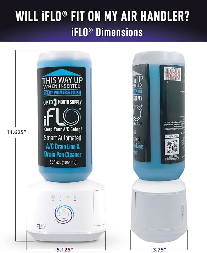 iFLO® Smart A/C Drain Line and Drain Pan Cleaner for HVAC System, Clog-Free, Easy Installation & App-Controlled Air Conditioner Maintenance, Includes 36oz Cleaner Cartridge Concentrate, 6 Month Supply - Image 2