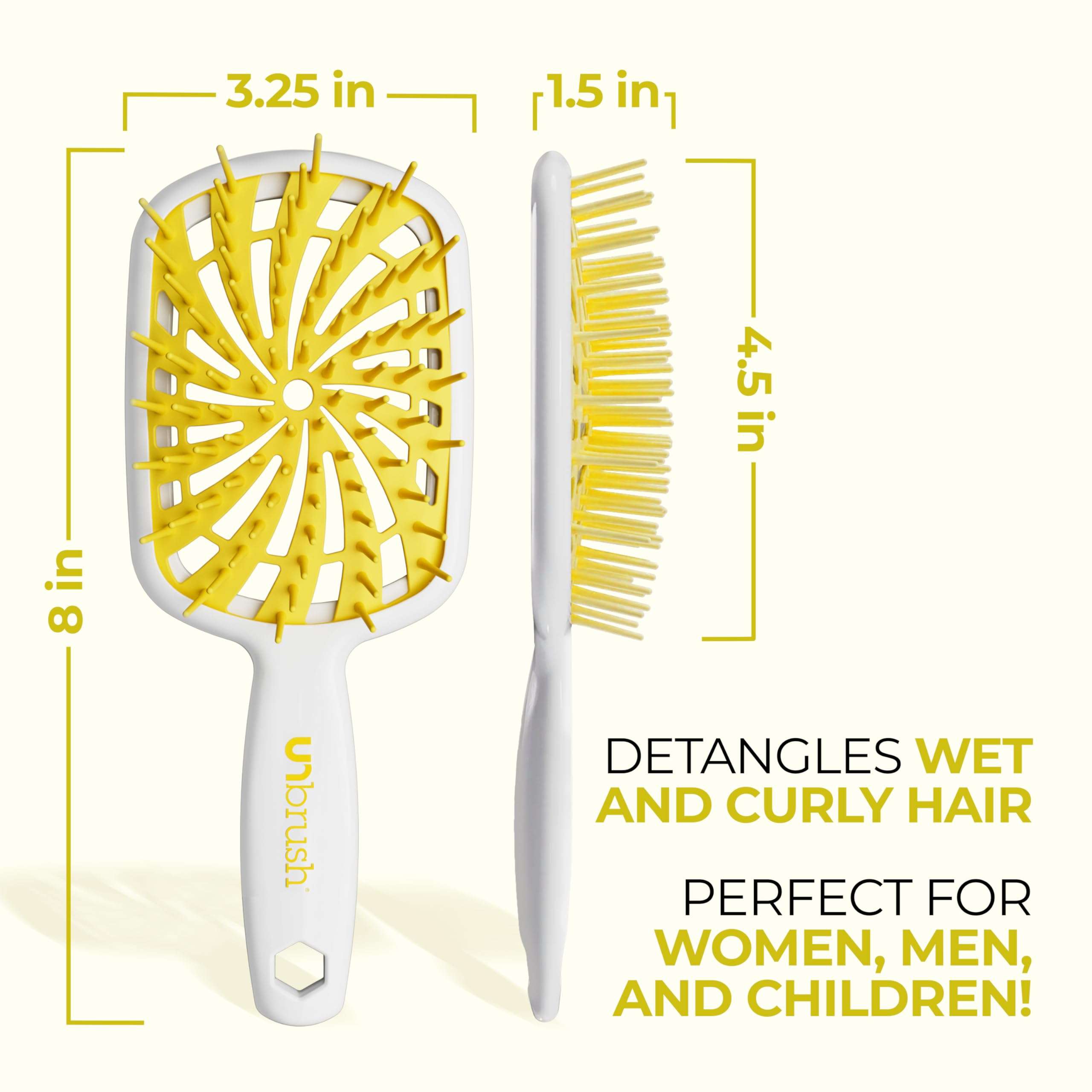 FHI Heat UNbrush Plus — Curly Hair Brush for Gentle & Effective Detangling on Wet or Dry Fragile Hair Types — Detangler Brush w/ 84 UltraFlex Bristles, Ultra-light, Vented, Anti Static Hairbrush - Image 7