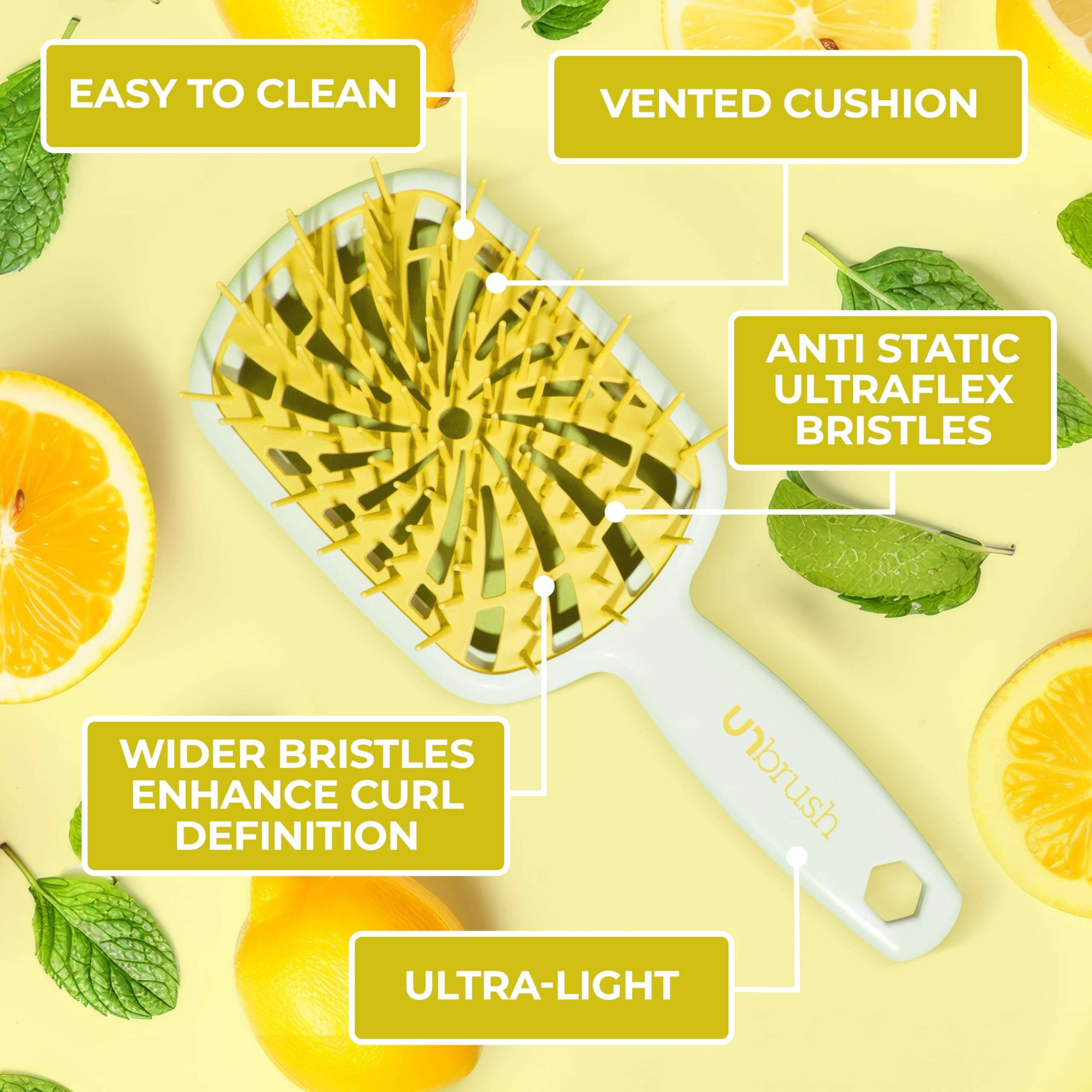 FHI Heat UNbrush Plus — Curly Hair Brush for Gentle & Effective Detangling on Wet or Dry Fragile Hair Types — Detangler Brush w/ 84 UltraFlex Bristles, Ultra-light, Vented, Anti Static Hairbrush - Image 8