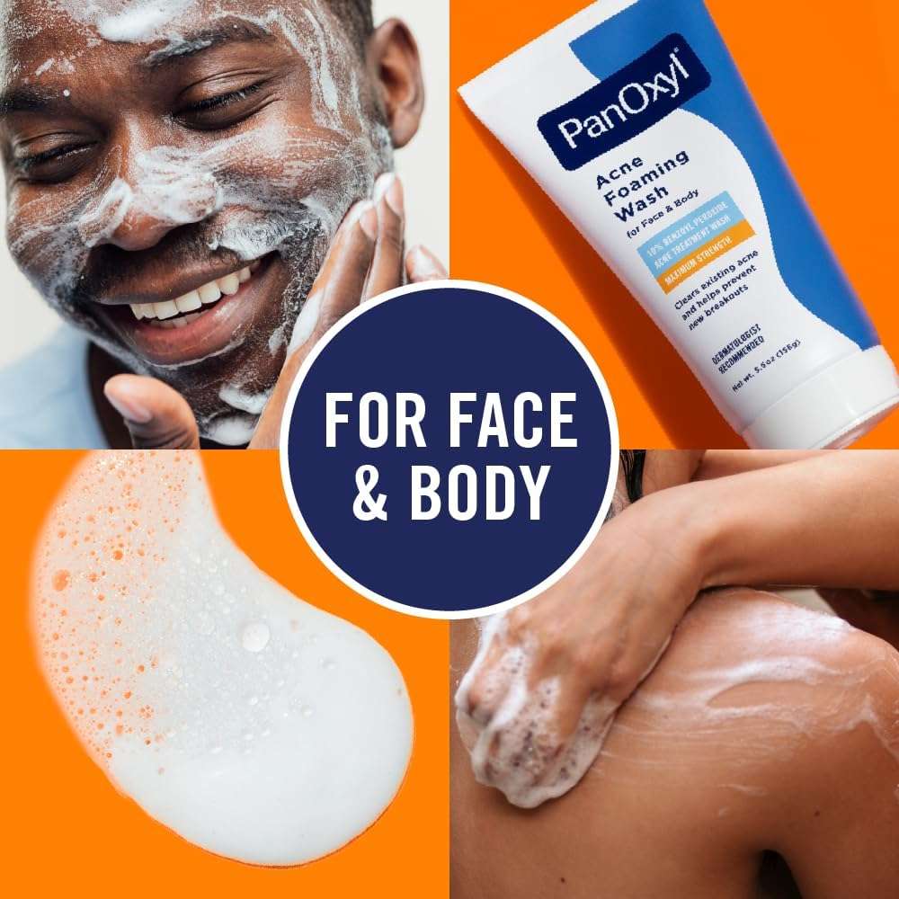 PanOxyl Acne Foaming Wash for face & body Benzoyl Peroxide 10% Maximum Strength Antimicrobial, 3 oz. - Travel Size - Image 4
