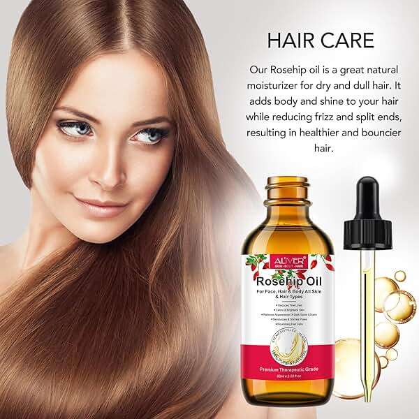 Onznoz Rosehip Oil for Face, Rose Hip Oil Organic Rosehip Seed Oil 100% Pure Cold Pressed for Anti-Aging, Nourishing Hair Care, Face & Skin (2.02 Fl Oz) - Image 2