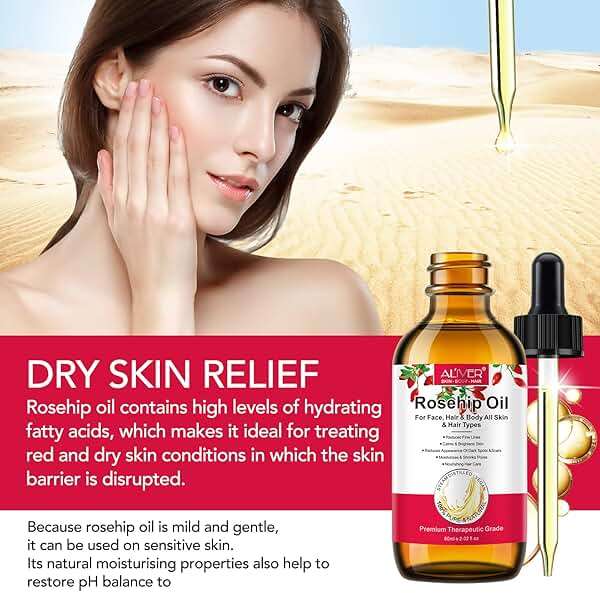 Onznoz Rosehip Oil for Face, Rose Hip Oil Organic Rosehip Seed Oil 100% Pure Cold Pressed for Anti-Aging, Nourishing Hair Care, Face & Skin (2.02 Fl Oz) - Image 7