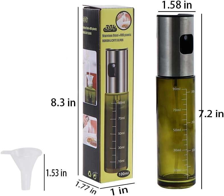 NIKKIER Oil Sprayer for Cooking,100ml Olive Oil Spritzer,Oil Sprayer for Air Fryer, Salad,BBQ,Roasting (Light Blockage) - Image 2