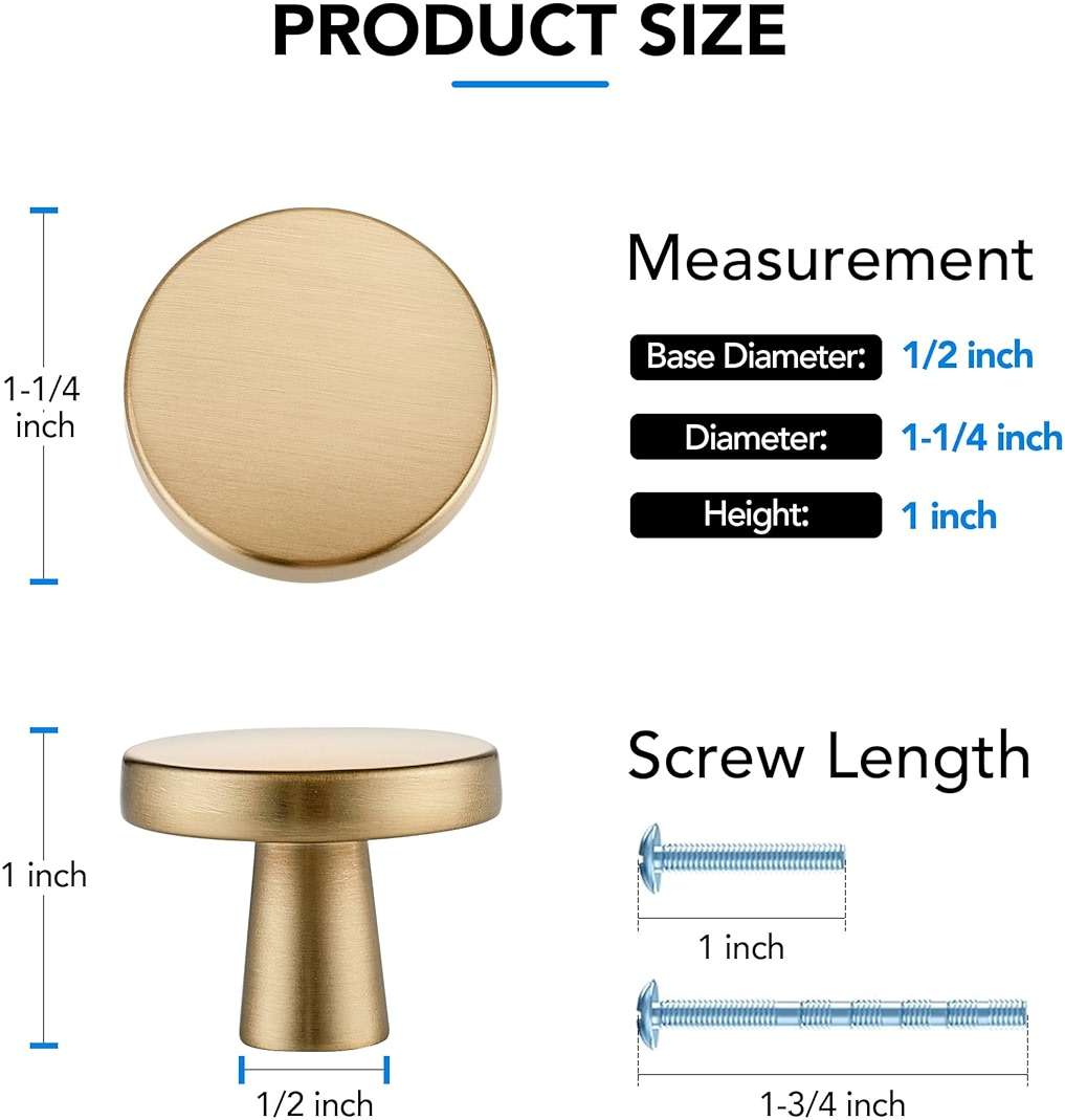 HOME EDIT 20 Pack Champagne Bronze Cabinet Knobs Zinc Round Knobs for Kitchen, Bathroom, Closet, and Dresser - Image 3
