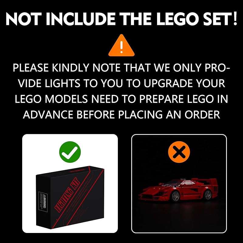 BRICKSHINING LED Lighting Compatible with LEGO Ferrari F40 Supercar 76934, Light Kit Compatible with LEGO 76934, Giving Light to Model, NOT Included The Model Set(Typical Version) - Image 3