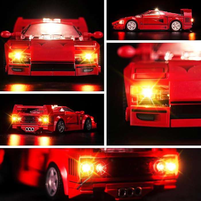 BRICKSHINING LED Lighting Compatible with LEGO Ferrari F40 Supercar 76934, Light Kit Compatible with LEGO 76934, Giving Light to Model, NOT Included The Model Set(Typical Version) - Image 4