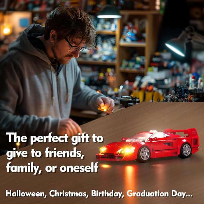 BRICKSHINING LED Lighting Compatible with LEGO Ferrari F40 Supercar 76934, Light Kit Compatible with LEGO 76934, Giving Light to Model, NOT Included The Model Set(Typical Version) - Image 6