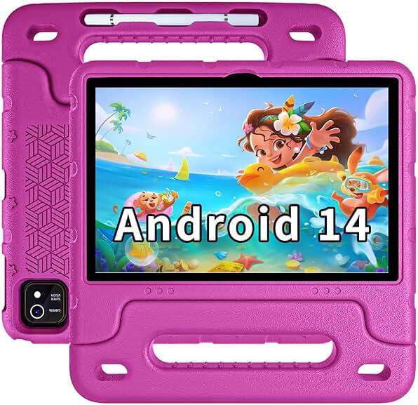 EDDBNi Kids Tablet Android 15 Tablet 10 inch Kids Tablets with Case Quad Core 64GB Dual Camera Parental Controls 2.4G WiFi Educational Tablets - Image 1