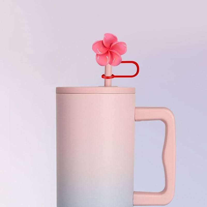Silicone Straw Topper for Stanley 30 and 40 Oz,Splash Proof Straws Topper,Cute Plumeria Cover Cap,Reusable Straws Cap Cover,Drinking Straw Tip Covers for Stanley cups (Blue) - Image 5