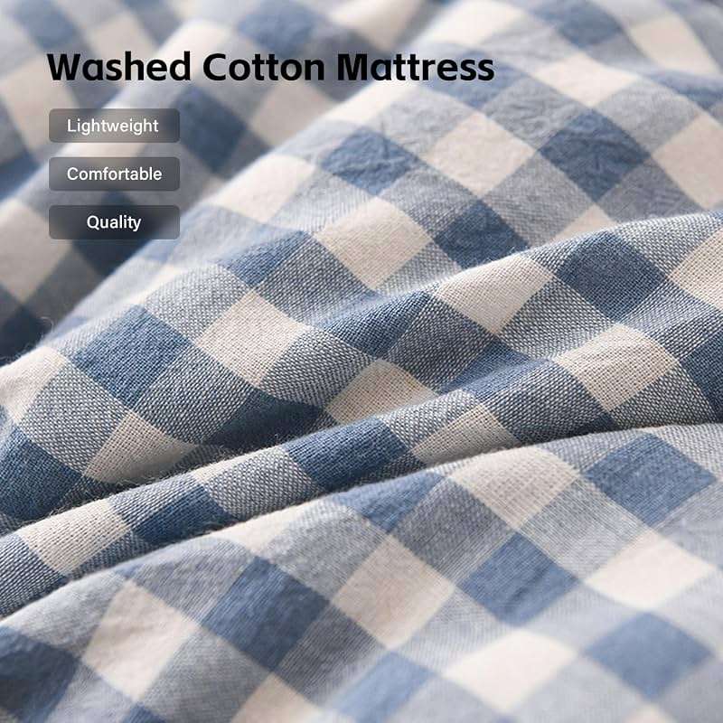 KCCRHIN Japanese Washed Cotton Floor Mattress Soft Thickened Futon Mattress Shikibuton Thick Folding Roll Up Sleeping Pad for Bedroom Guest Camping Lounger Mattress Dormitory Mattress,47*79in/4.4lbs - Image 2