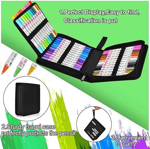 KEMYR 48 Colors Acrylic Paint Pens, Dual Tip Acrylic Paint Markers for Paper, Wood, Canvas, Stone, Rock Painting, Glass, Fabric, DIY, Ceramic, Art Supplies for Adults Drawing (Dot + Fine) - Image 3