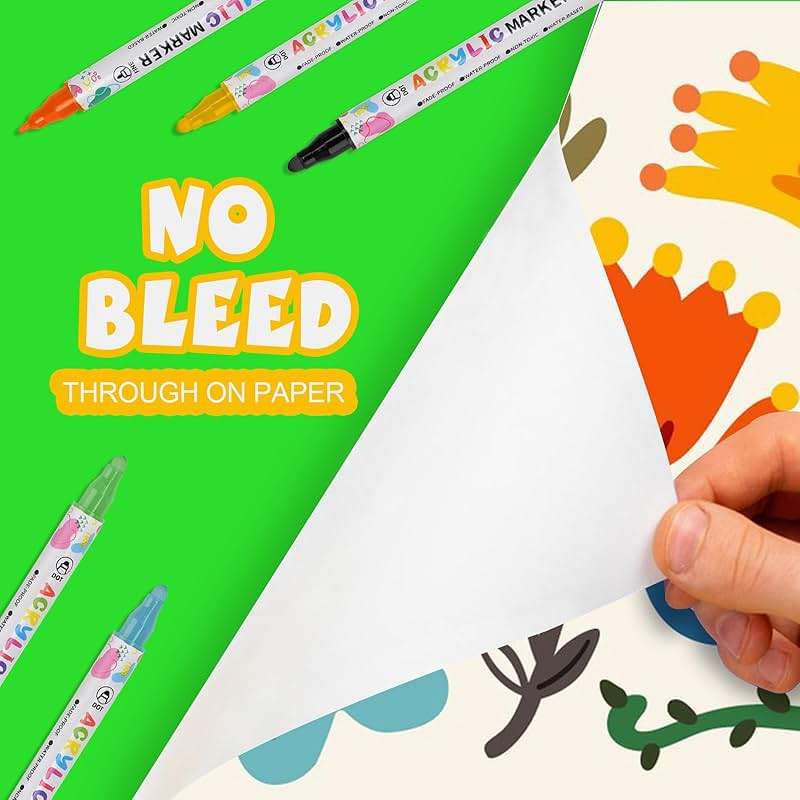 KEMYR 48 Colors Acrylic Paint Pens, Dual Tip Acrylic Paint Markers for Paper, Wood, Canvas, Stone, Rock Painting, Glass, Fabric, DIY, Ceramic, Art Supplies for Adults Drawing (Dot + Fine) - Image 7