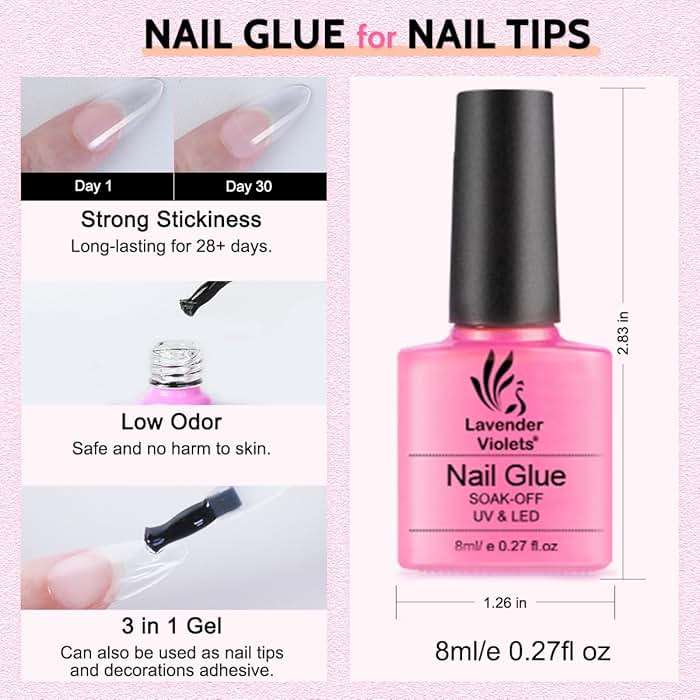 LAVENDER VIOLETS Gel Nail Kit 240 Pcs Short Almond Nail Tips Extension, 21 Gel Colors with Portable U V Light, Nail Glue Base/Glossy/Matte Top Coat for Women Girls VC17 - Image 2
