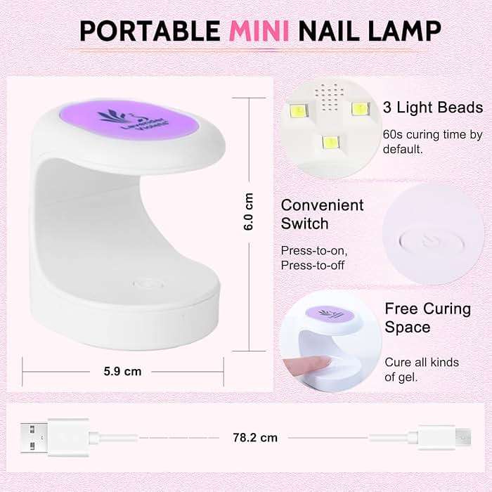 LAVENDER VIOLETS Gel Nail Kit 240 Pcs Short Almond Nail Tips Extension, 21 Gel Colors with Portable U V Light, Nail Glue Base/Glossy/Matte Top Coat for Women Girls VC17 - Image 7
