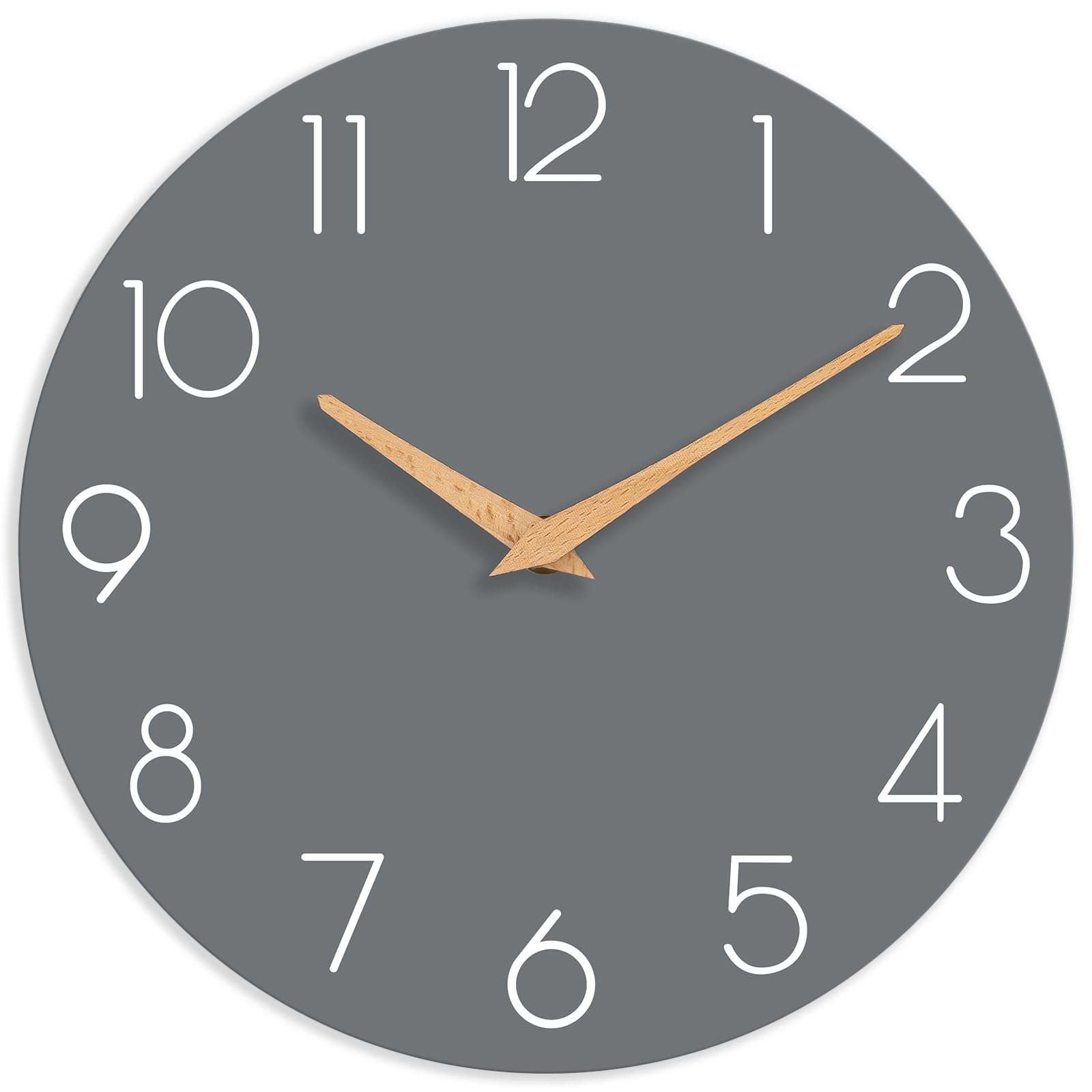 cicininc Wall Clock, Gray Silent Non-Ticking, Decorative Battery Operated Wall Clocks for Bedroom, Kitchen, Home, Office, School, Hotel (8 Inch) - Image 1