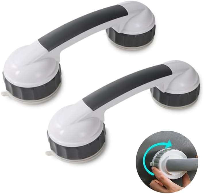 2Pack of 3Inch with Twist for Stronger ADA Shower Handles for Elderly Suction Shower Grab Bars for Seniors Handicap Safety Handrail for Bathtubs Safety Shower Grab Bars - Image 1
