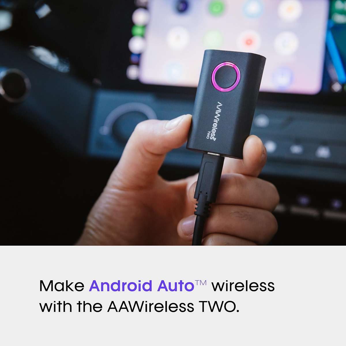 AAWireless Two – Wireless Android Auto Adapter – Convert Factory Wired Android Auto to Wireless – Bluetooth & Wi-Fi Auto Connect – Easy Plug & Play – Multifunction Button – Made in Europe - Image 2