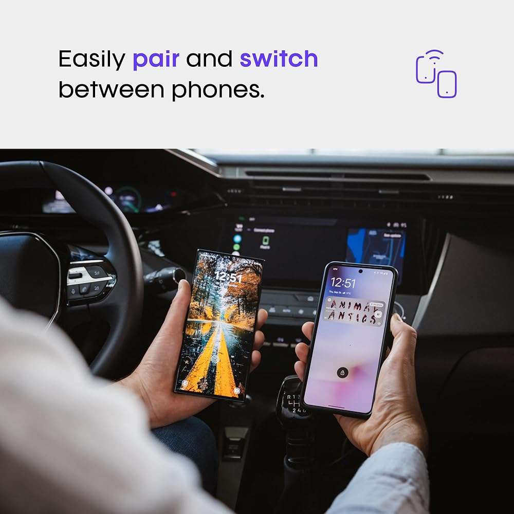 AAWireless Two – Wireless Android Auto Adapter – Convert Factory Wired Android Auto to Wireless – Bluetooth & Wi-Fi Auto Connect – Easy Plug & Play – Multifunction Button – Made in Europe - Image 6