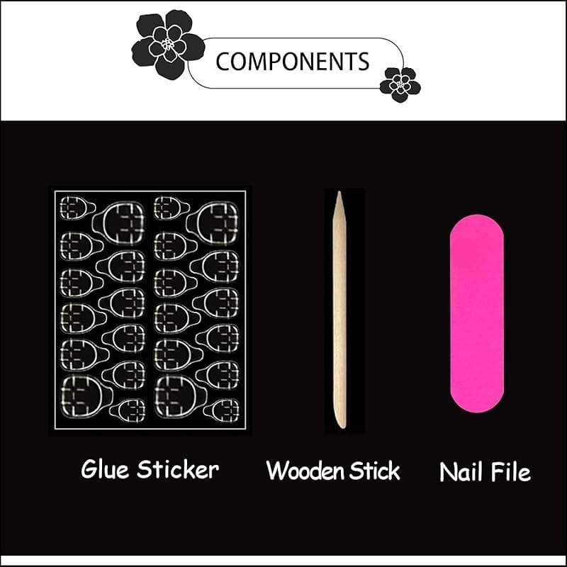 Pink Press on Short Square Fake Nails with 3D Bow Charms Design - Flower False Glue on Cute Acrylic Rhinestone Glossy Full Cover Stick on for Women Manicure - 24Pcs - Image 6