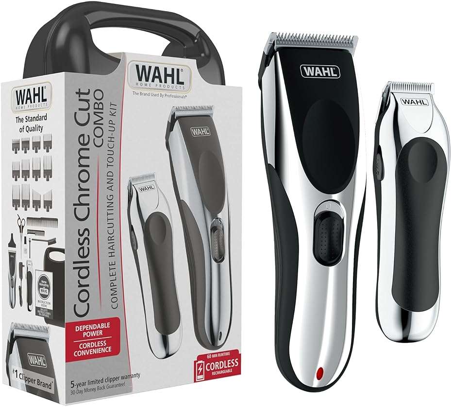 Wahl Clipper Cordless Chrome Pro Hair Clippers for Men and Battery Hair Trimmer Combo for Full Haircuts and Touch-Up Trims – Model 3026590 - Image 1