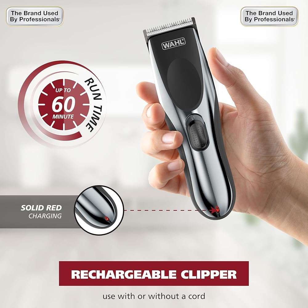 Wahl Clipper Cordless Chrome Pro Hair Clippers for Men and Battery Hair Trimmer Combo for Full Haircuts and Touch-Up Trims – Model 3026590 - Image 5