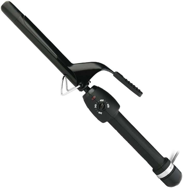 StyleCraft Stay-Temp Black Gold Professional Curling Iron with Extra-Long Thumb Grip, Extended Barrel, Marcel - Image 1