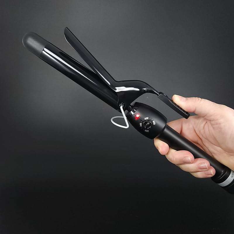 StyleCraft Stay-Temp Black Gold Professional Curling Iron with Extra-Long Thumb Grip, Extended Barrel, Marcel - Image 4