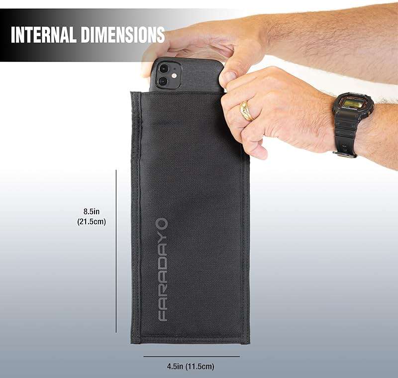 Faraday Defense Faraday Bag Jacket Pro for Phones | Magnetic Closure, Shielding - Law Enforcement & Military, Travel & Data Security, Privacy, Anti-Tracking Anti-Hacking Black (Phone Vertical) - Image 2