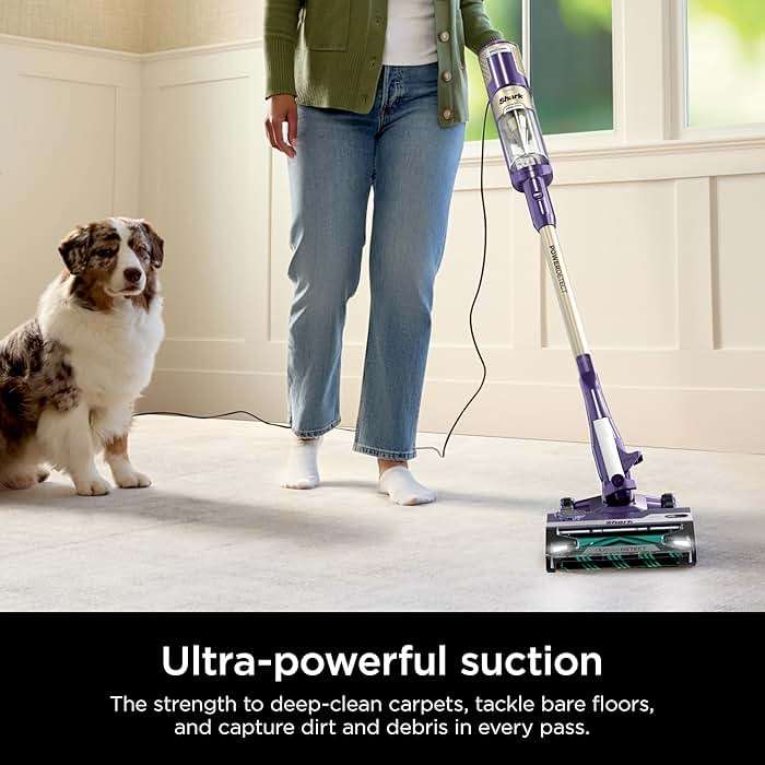 Shark POWERDETECT Ultra-Light Corded Stick Vacuum with DuoClean Technology, Self-Cleaning Brushroll for No Hair Wrap, Anti-Allergen Complete Seal & Odor Neutralizer Technology, Eggplant, HZ4002 - Image 2
