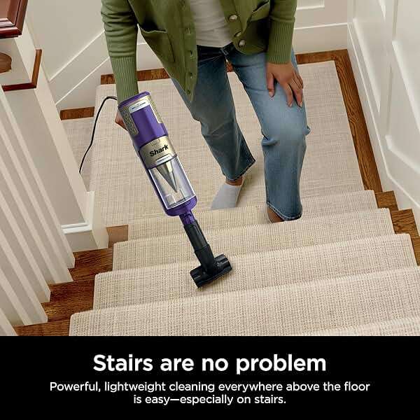 Shark POWERDETECT Ultra-Light Corded Stick Vacuum with DuoClean Technology, Self-Cleaning Brushroll for No Hair Wrap, Anti-Allergen Complete Seal & Odor Neutralizer Technology, Eggplant, HZ4002 - Image 11