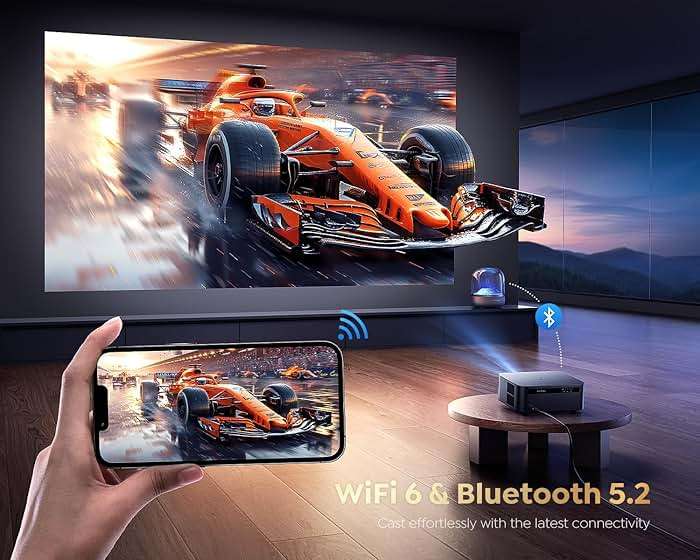 [Ultra Bright/Google TV/4K Support] Smart-Projector with WiFi 6 and Bluetooth, Built-in Apps, Outdoor Movie Proyector, 1080P Home Theater Auto Focus Projector, PUTRIMS K12 (Gray, Standard) - Image 5