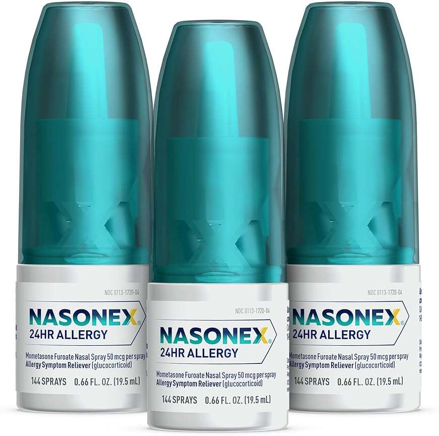Nasonex 24HR Allergy Nasal Spray, Non-Drowsy, Scent-Free Mist,Allergy Symptoms + Nasal Congestion, Full Prescription Strength, 120 Sprays (3 Pack) - Image 2