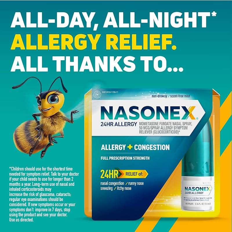 Nasonex 24HR Allergy Nasal Spray, Non-Drowsy, Scent-Free Mist,Allergy Symptoms + Nasal Congestion, Full Prescription Strength, 120 Sprays (3 Pack) - Image 5