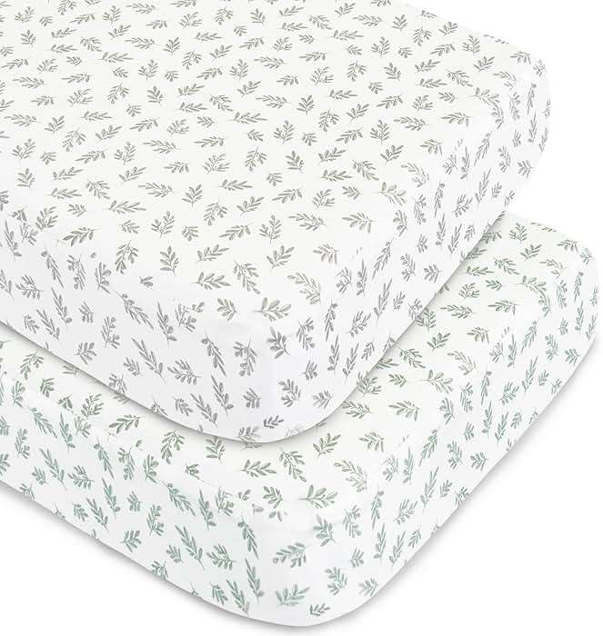 Crib Sheets Fitted for Boys and Girls, 2 Pack Crib Sheet Fits for Standard Crib Mattress, Neutral Toddler Bed Sheets, Lovely Print, 52”X 28” - Image 6