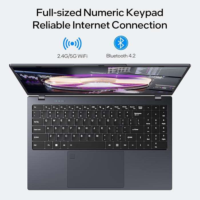UOWAMOU 15.6-inch, 16GB RAM, 512GB SSD, FHD IPS Display Laptop Computer, N5095 Quad Core, 2.4/5G WiFi, BT4.2 Backlit and Fingerprint, Lightweight and Portable - Image 6