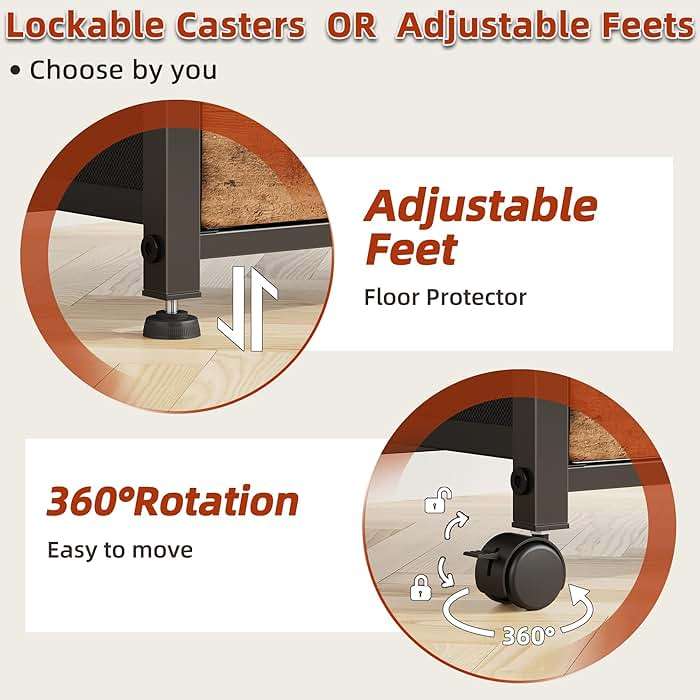 GYIIYUO 2 Drawer File Cabinet with 24'' Extended Desktop, Mobile Filing Cabinet, Rolling File Cabinet with Side Bag, Fabric Drawer, Fits A4/Letter Size, Printer Stand Home Office, Light Brown - Image 8